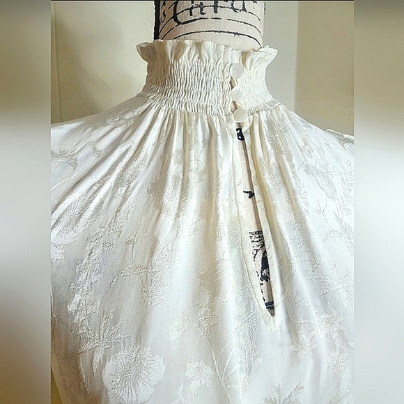 Shoshanna Lyam Long Sleeve Damask Blouse XS Winter White NWT - Picture 6 of 14